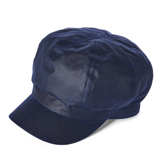 Gorra Baker Boy de algodón encerado británico de Failsworth - Azul Marino