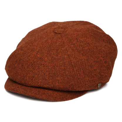 Gorra Newsboy redonda Carloway de Harris Tweed de Failsworth - Rojo Óxido