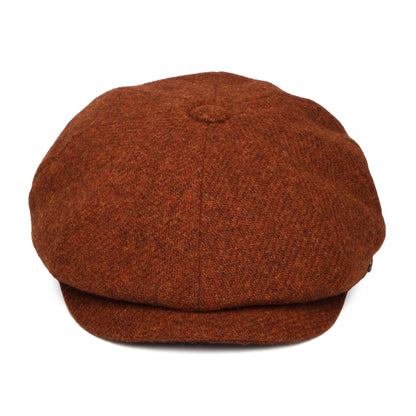 Gorra Newsboy redonda Carloway de Harris Tweed de Failsworth - Rojo Óxido
