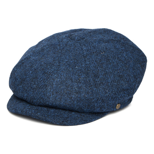 Gorra Newsboy redonda Carloway de Harris Tweed de Failsworth - Azul Intenso