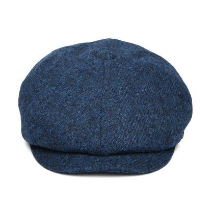 Gorra Newsboy redonda Carloway de Harris Tweed de Failsworth - Azul Intenso