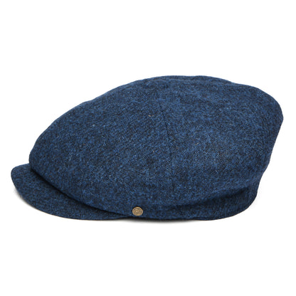 Gorra Newsboy redonda Carloway de Harris Tweed de Failsworth - Azul Intenso