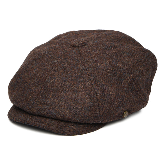 Gorra Newsboy redonda Carloway de Harris Tweed de Failsworth - Marrón