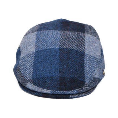 Gorra plana Stornoway de Harris Tweed de parches de Failsworth - Azul Intenso