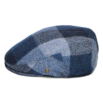 Gorra plana Stornoway de Harris Tweed de parches de Failsworth - Azul Intenso