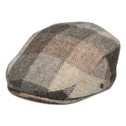 Gorra plana Stornoway de Harris Tweed de parches de Failsworth - Marrón