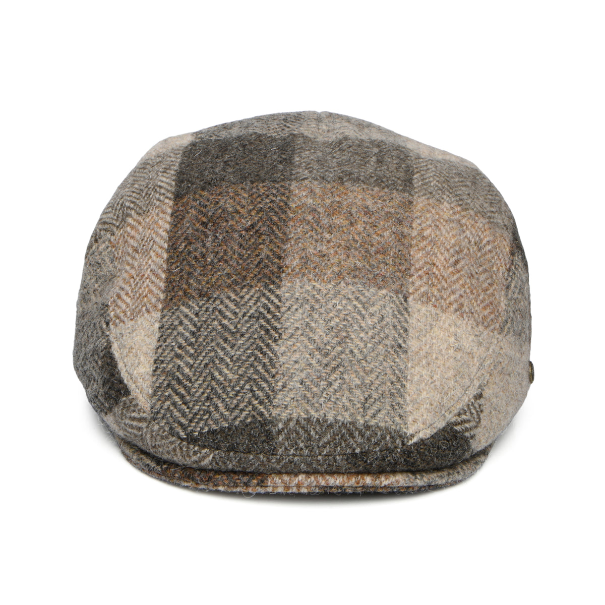 Gorra plana Stornoway de Harris Tweed de parches de Failsworth - Marrón