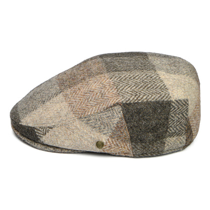 Gorra plana Stornoway de Harris Tweed de parches de Failsworth - Marrón