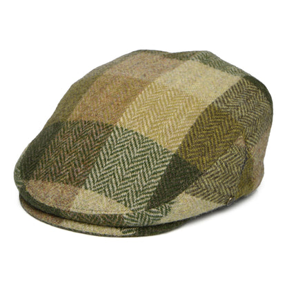 Gorra plana Stornoway de Harris Tweed de parches de Failsworth - Verde Musgo