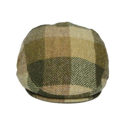Gorra plana Stornoway de Harris Tweed de parches de Failsworth - Verde Musgo