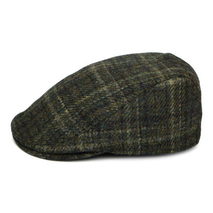 Gorra plana Oban de Harris Tweed a cuadros con orejeras de Failsworth - Verde Musgo Oscuro