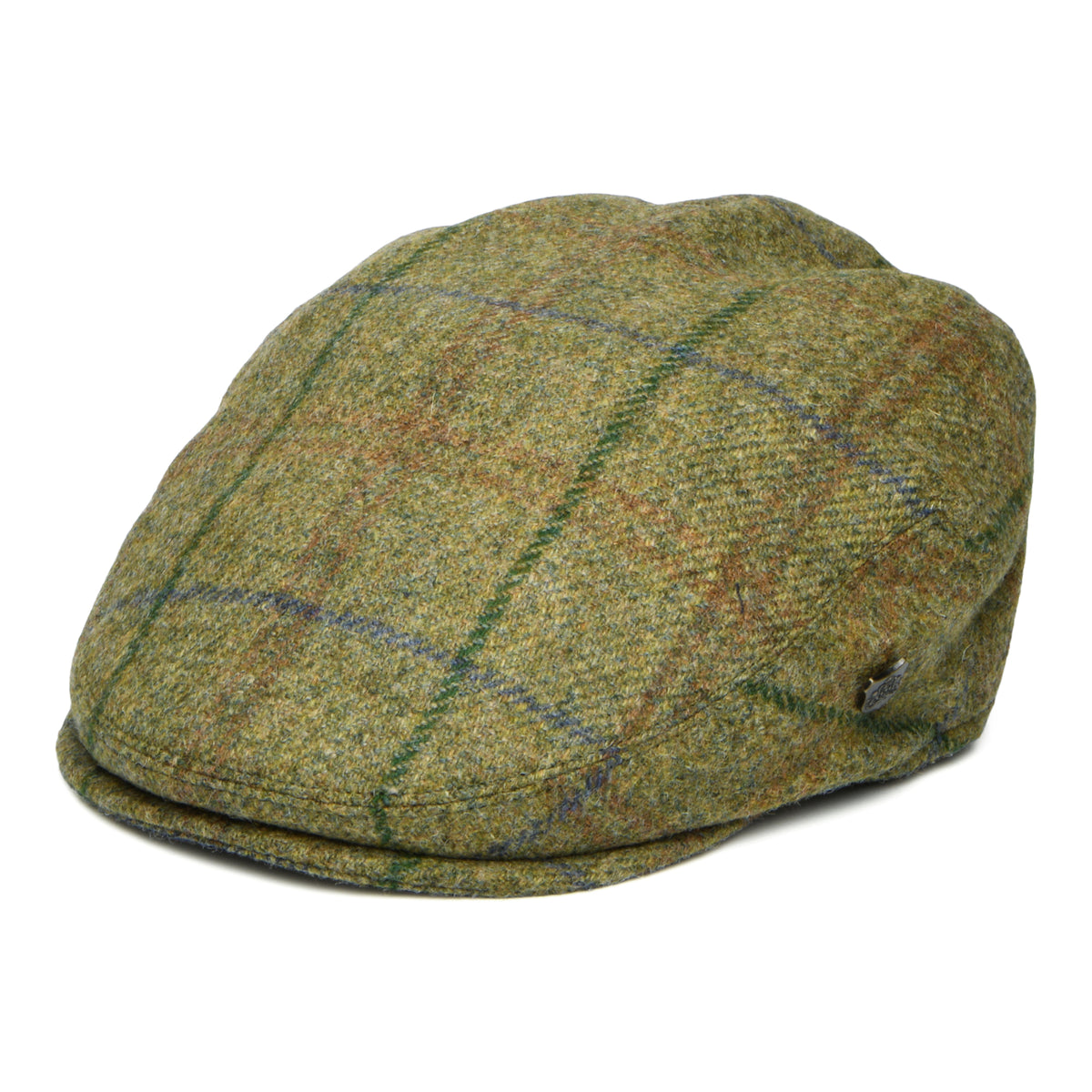 Gorra plana Newbury repelente al agua de lana británica a cuadros de Failsworth - Verde Musgo-Multi