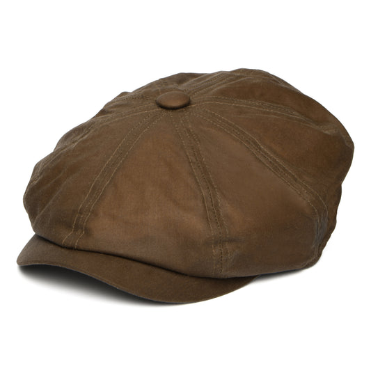 Gorra Newsboy redonda Alfie de algodón encerado británico de Failsworth - Café