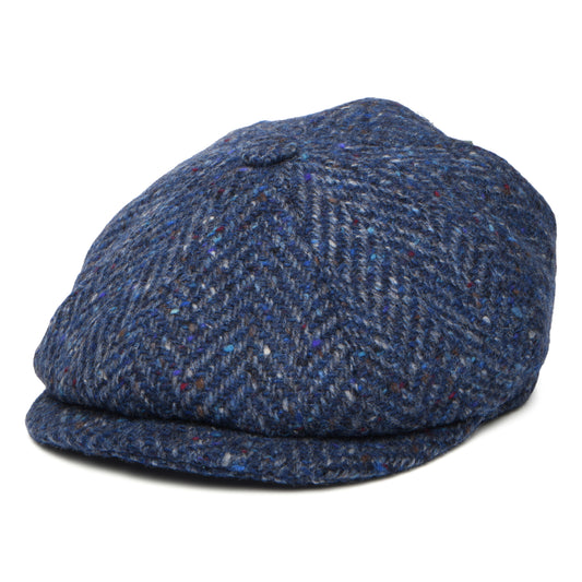 Gorra Newsboy redonda ajuste profundo de Tweed Donegal diseño de espiga de City Sport - Azul