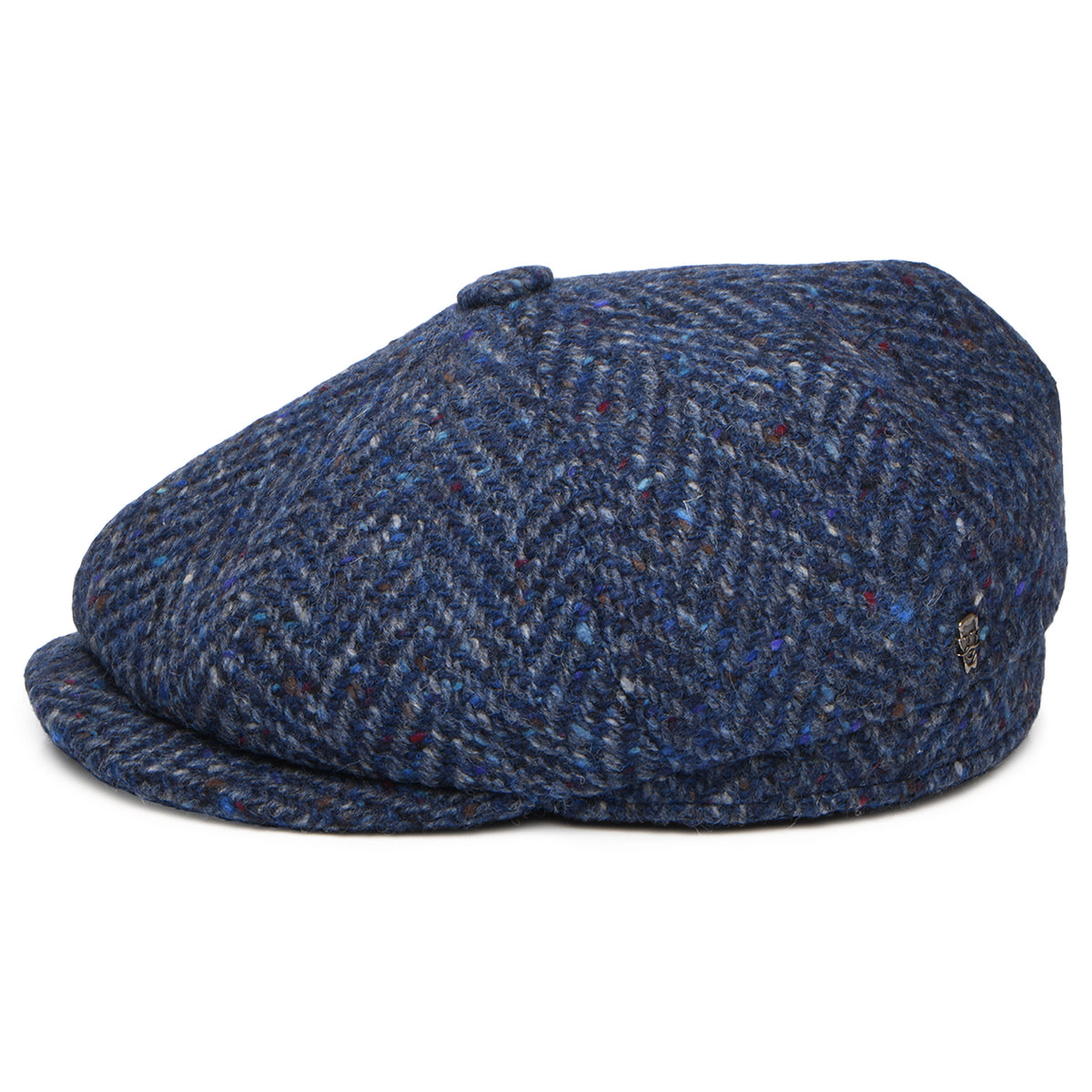 Gorra Newsboy redonda ajuste profundo de Tweed Donegal diseño de espiga de City Sport - Azul