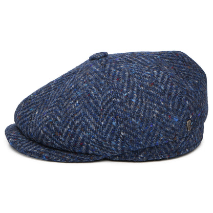 Gorra Newsboy redonda ajuste profundo de Tweed Donegal diseño de espiga de City Sport - Azul