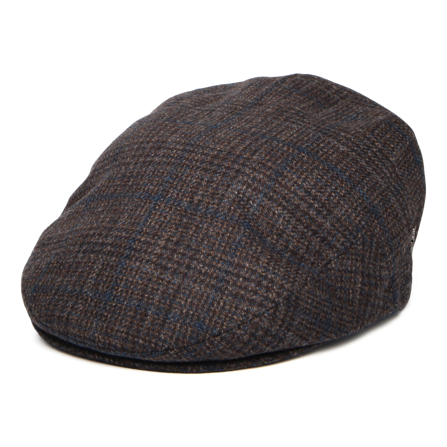 Gorra plana de lana-cachemira a cuadros de City Sport - Marrón Oscuro-Azul