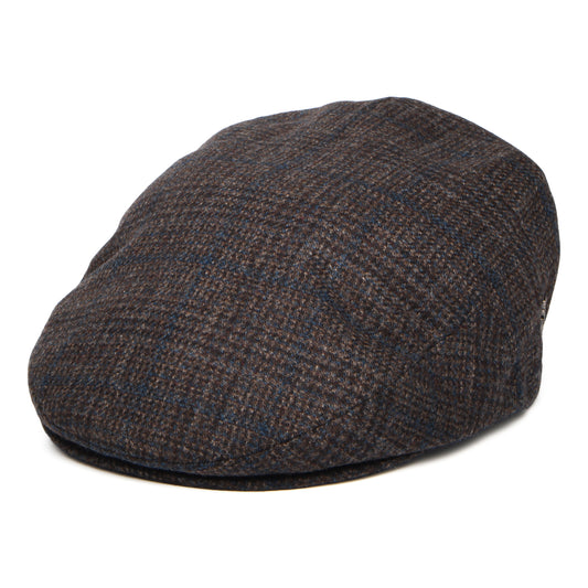 Gorra plana de lana-cachemira a cuadros de City Sport - Marrón Oscuro-Azul
