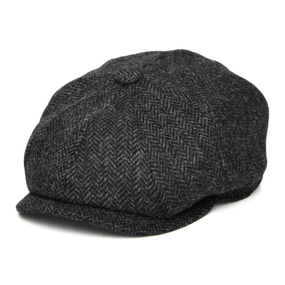 Gorra Newsboy redonda Brooklyn de lana británica diseño de espiga de Christys - Antracita