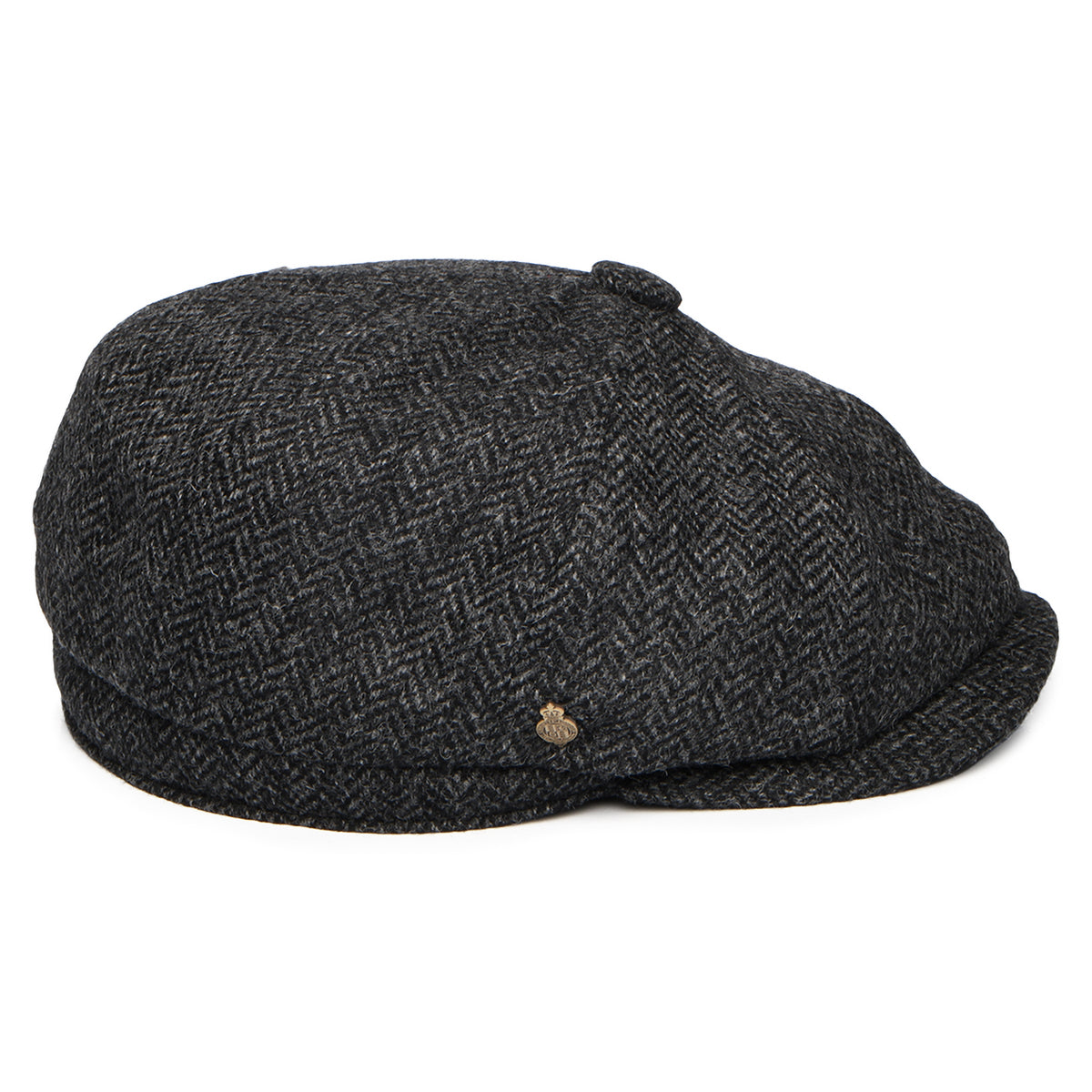 Gorra Newsboy redonda Brooklyn de lana británica diseño de espiga de Christys - Antracita