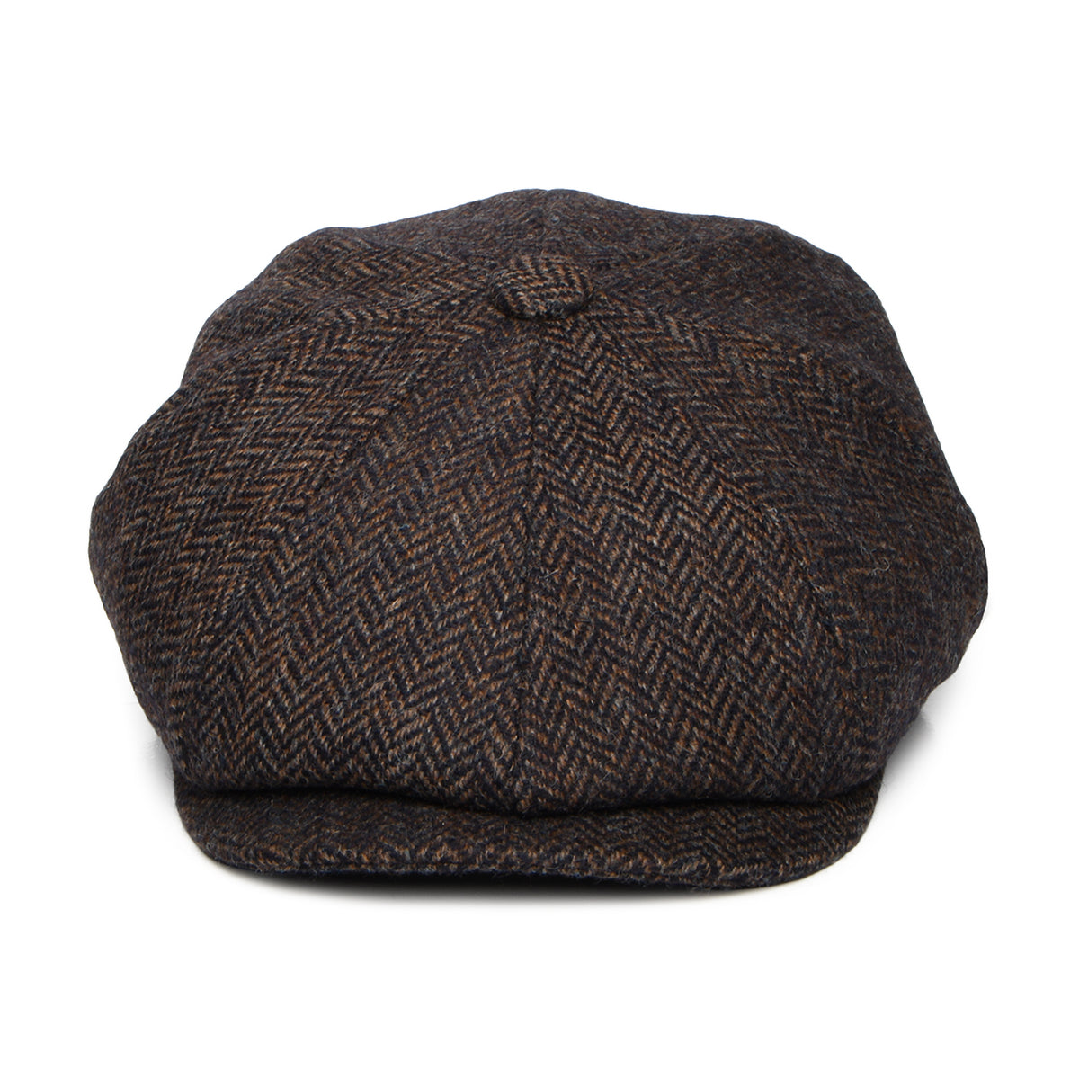 Gorra Newsboy redonda Brooklyn de lana británica diseño de espiga de Christys - Marrón