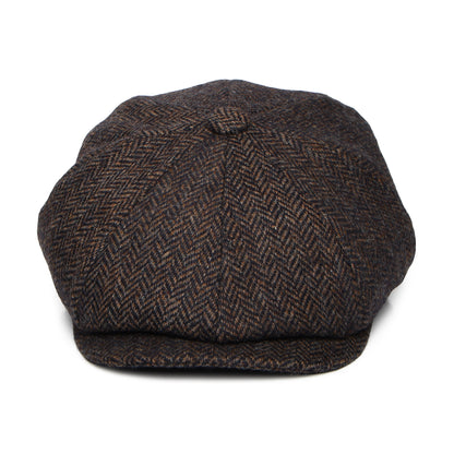 Gorra Newsboy redonda Brooklyn de lana británica diseño de espiga de Christys - Marrón