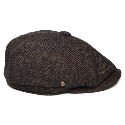 Gorra Newsboy redonda Brooklyn de lana británica diseño de espiga de Christys - Marrón