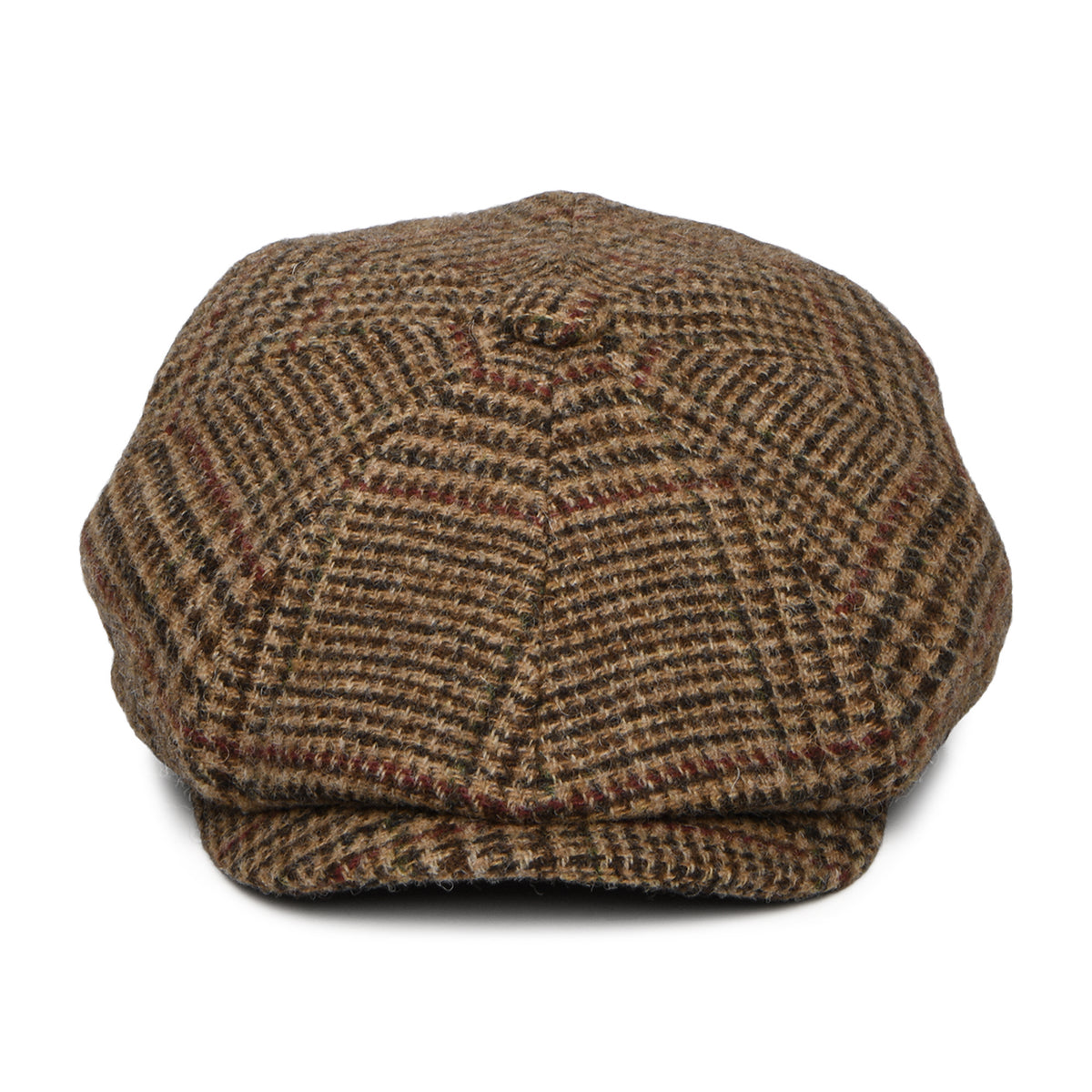Gorra Newsboy redonda Field Heritage de lana británica Gun Check de Christys - Marrón