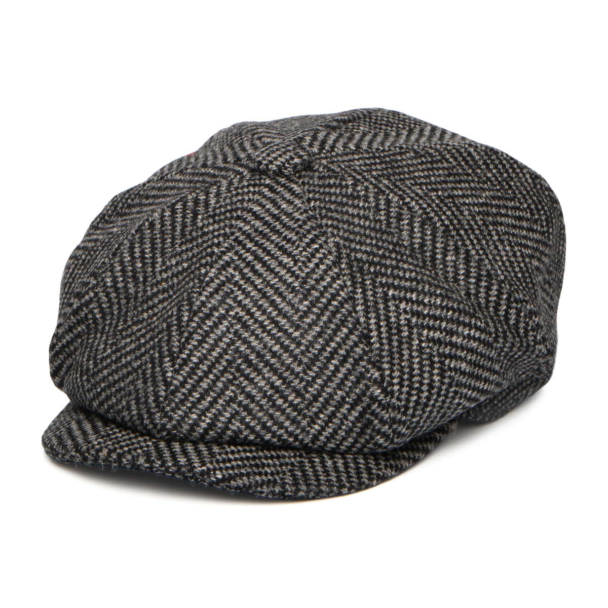 Gorra Newsboy redonda Portobello de lana merino diseño de espiga de Christys - Gris