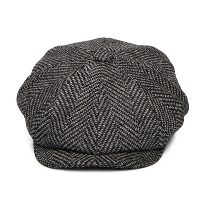 Gorra Newsboy redonda Portobello de lana merino diseño de espiga de Christys - Gris