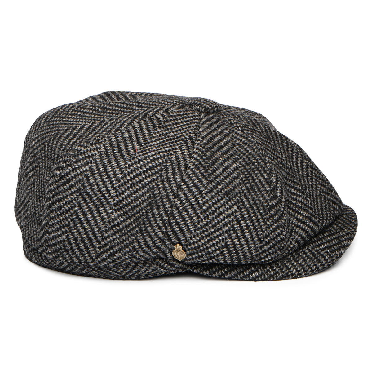 Gorra Newsboy redonda Portobello de lana merino diseño de espiga de Christys - Gris