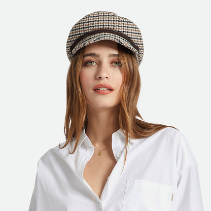 Gorra marinera pata de gallo de Brixton - Arena-Marrón-Naranja