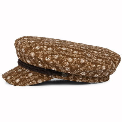 Gorra marinera de algodón Floral de Brixton - Marrón-Blanco Roto