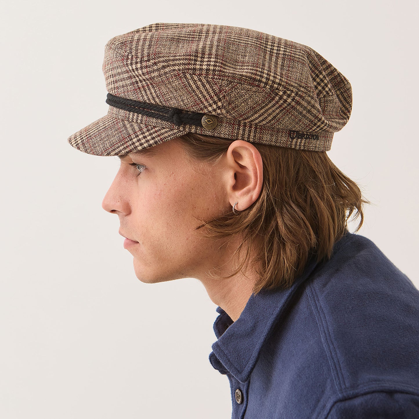 Gorra marinera a cuadros de Brixton - Marrón-Beige Arena-Rojo