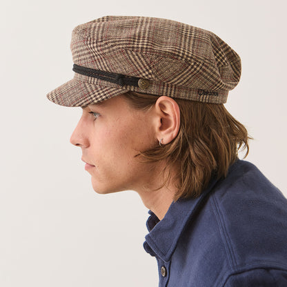 Gorra marinera a cuadros de Brixton - Marrón-Beige Arena-Rojo