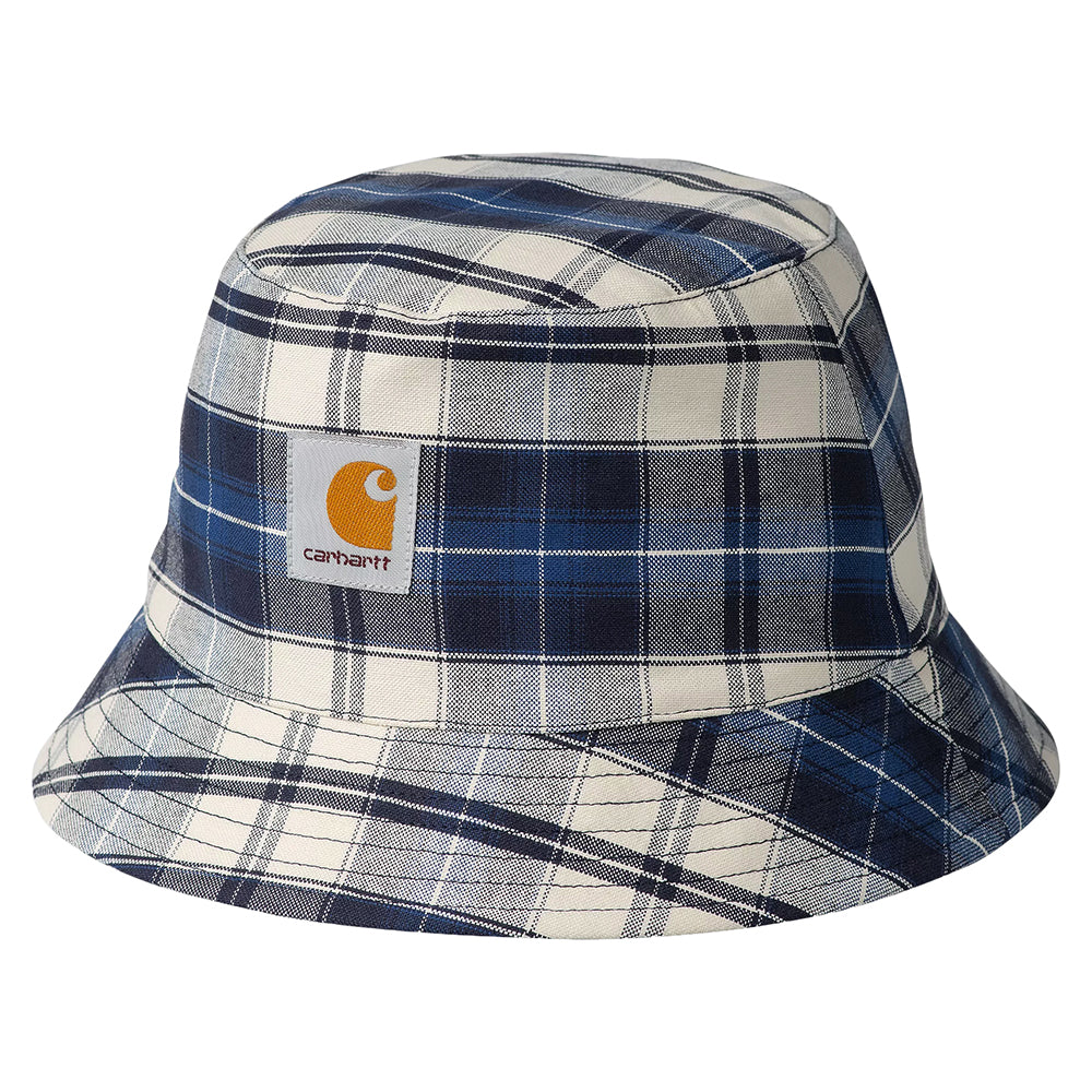 Sombrero de pescador Tarbell de algodón a cuadros de Carhartt WIP - Azul Marino Oscuro-Blanco