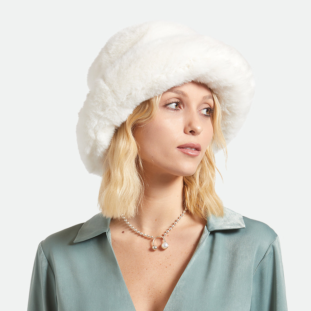 Sombrero de pescador Dion plegable de piel sintética para mujeres de Brixton - Blanco Roto