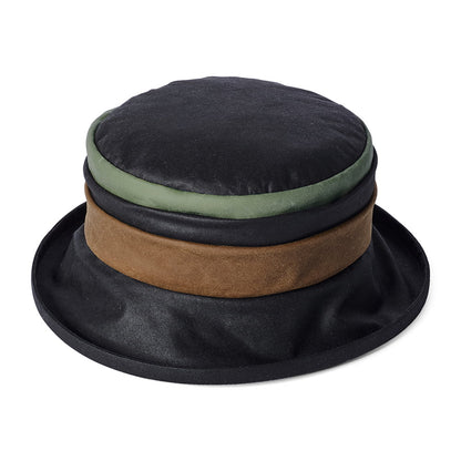 Sombrero de pescador Annie para lluvia de algodón encerado británico de Failsworth - Negro