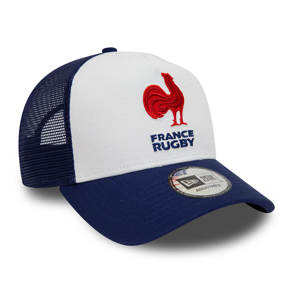Gorra Trucker A-Frame Essential Federación Francesa de Rugby de New Era - Blanco-Azul