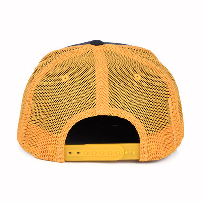 Gorra Trucker Palmer Proper MP de Brixton - Azul Marino Lavado-Amarillo