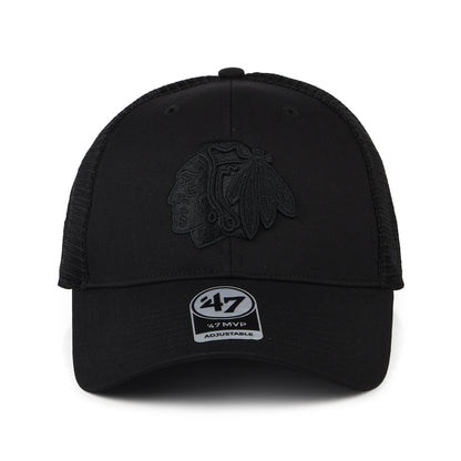 Gorra Trucker NHL Branson MVP Chicago Blackhawks de 47 Brand - Negro sobre Negro
