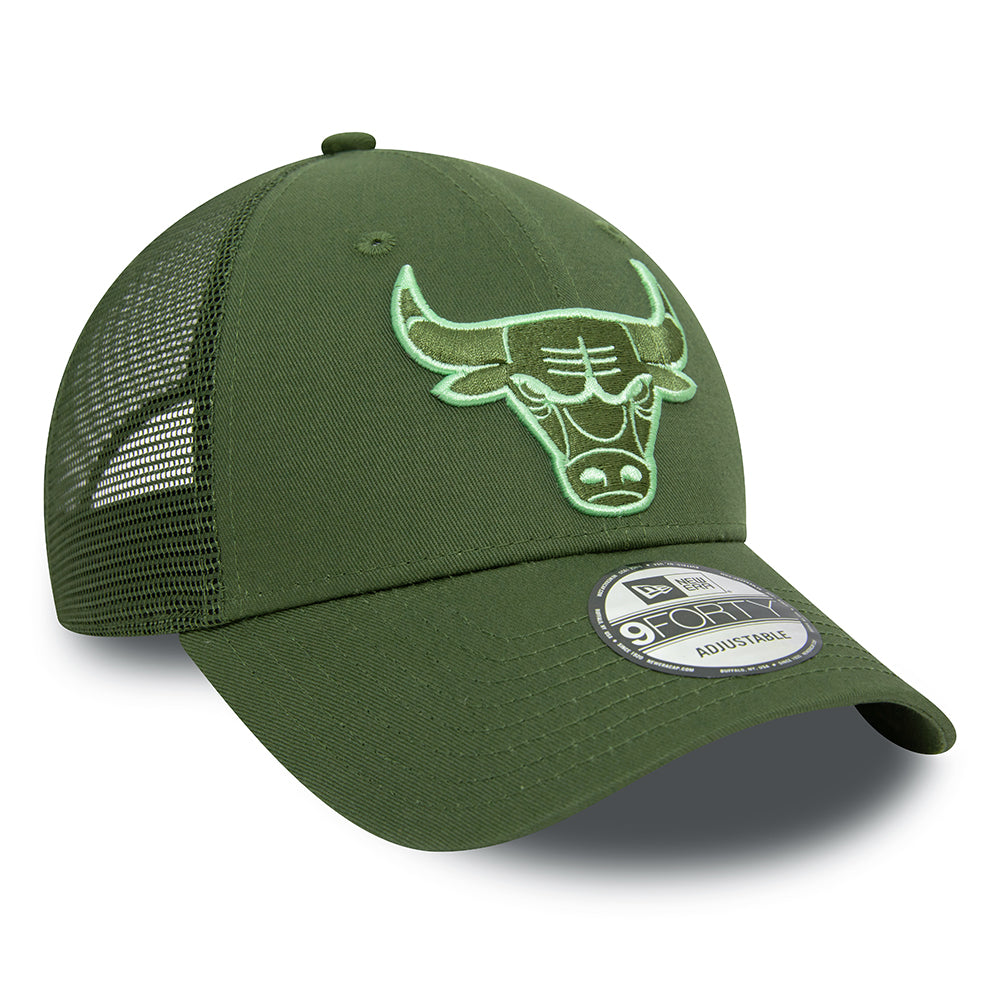 Gorra Trucker 9FORTY NBA Seasonal Chicago Bulls de New Era - Verde Oliva-Verde