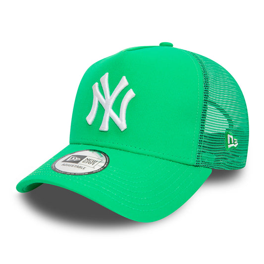 Gorra Trucker A-Frame MLB League Essential New York Yankees de New Era - Verde Brillante-Blanco