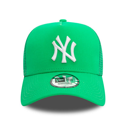 Gorra Trucker A-Frame MLB League Essential New York Yankees de New Era - Verde Brillante-Blanco