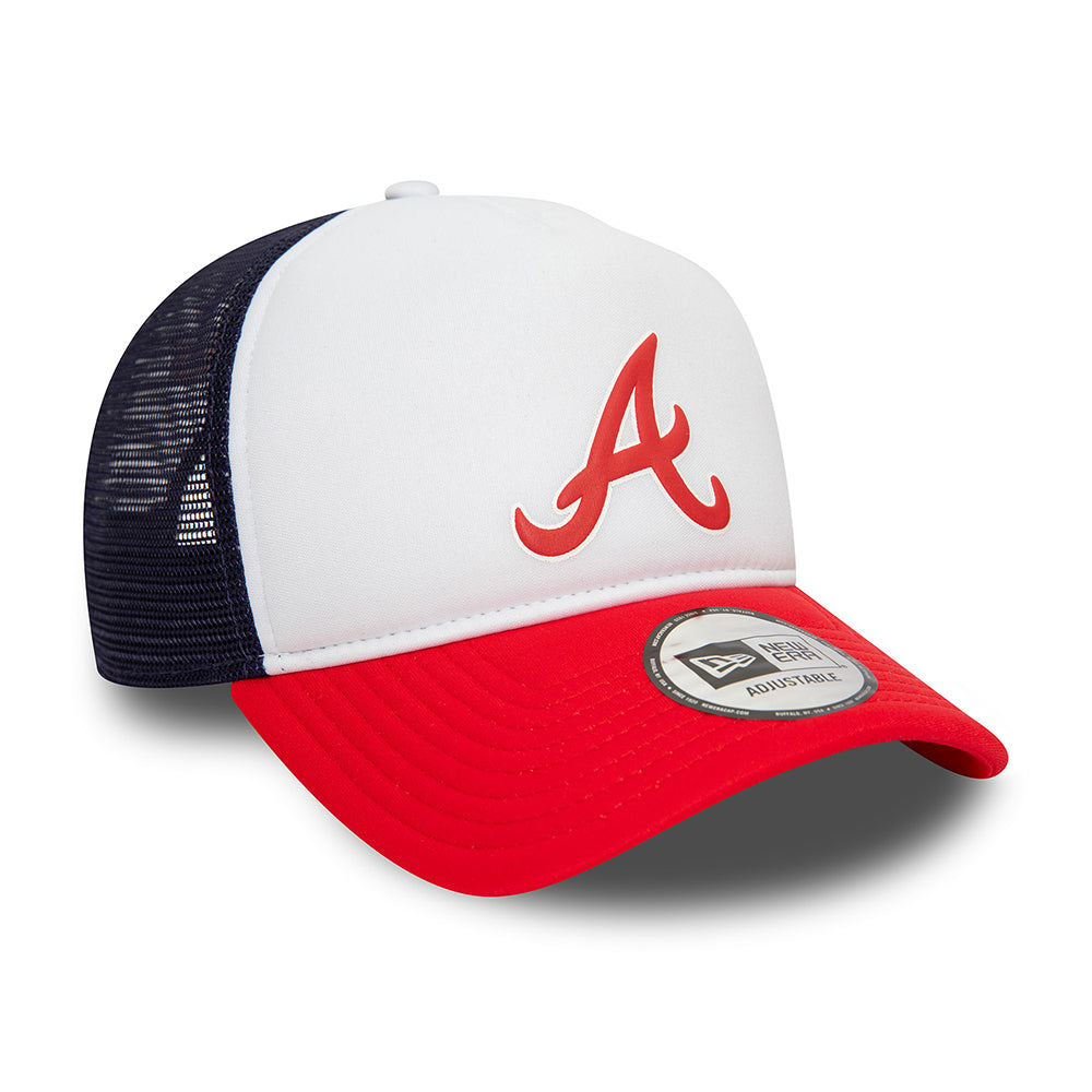 Gorra Trucker A-Frame MLB Logo Atlanta Braves de New Era - Blanco-Escarlata-Azul Marino