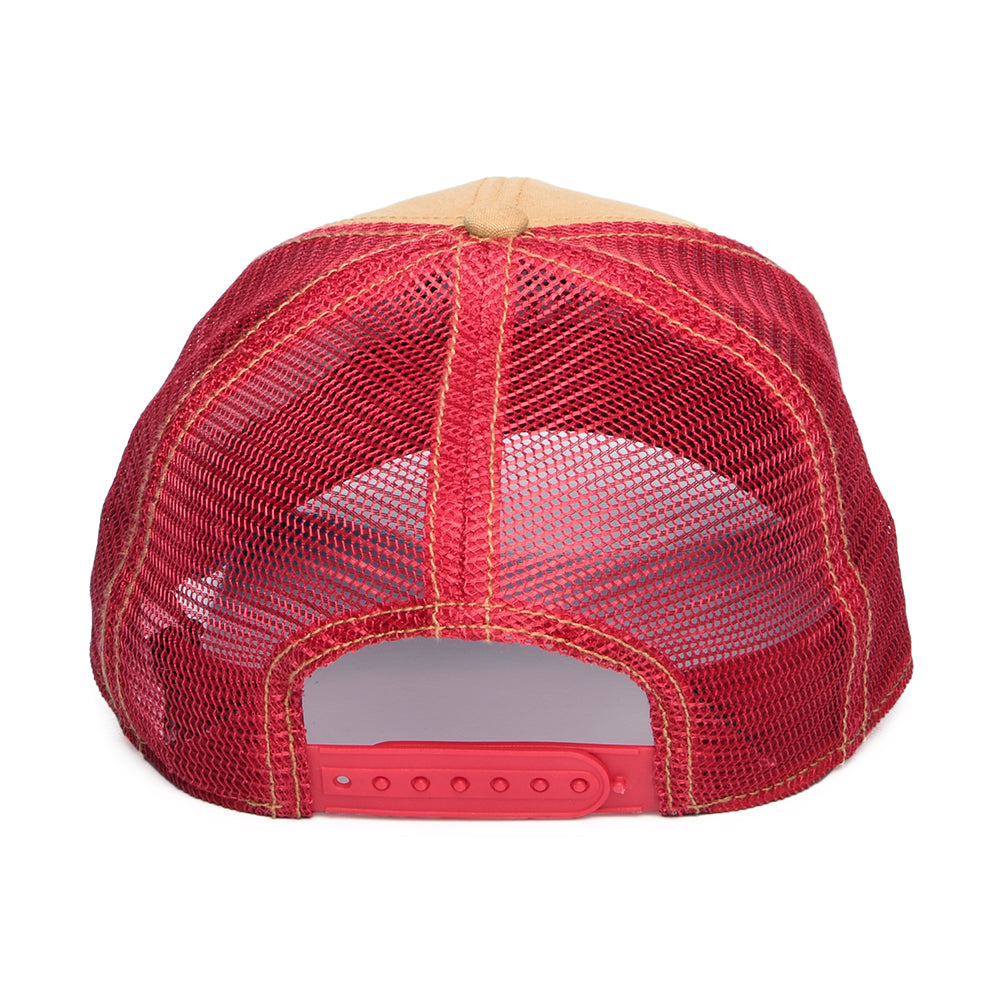 Gorra de camionero Vintage de Stetson - Marrón Claro-Azul Marino-Rojo