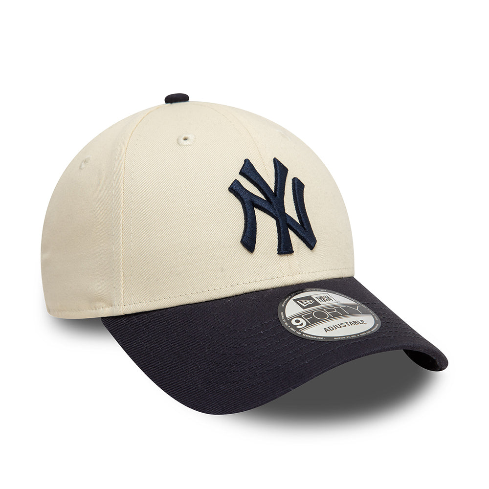 Gorra de béisbol 9FORTY - MLB Colourblock New York Yankees de New Era - Crema-Azul Marino