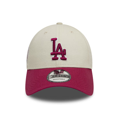 Gorra de béisbol 9FORTY - MLB World Series Patch L.A. Dodgers de New Era - Blanco Marfil-Rojo Cereza
