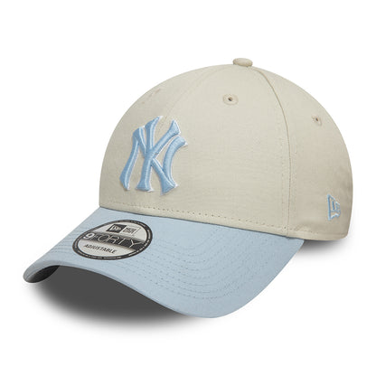 Gorra de béisbol 9FORTY - MLB World Series Patch New York Yankees de New Era - Blanco Marfil-Azul Claro