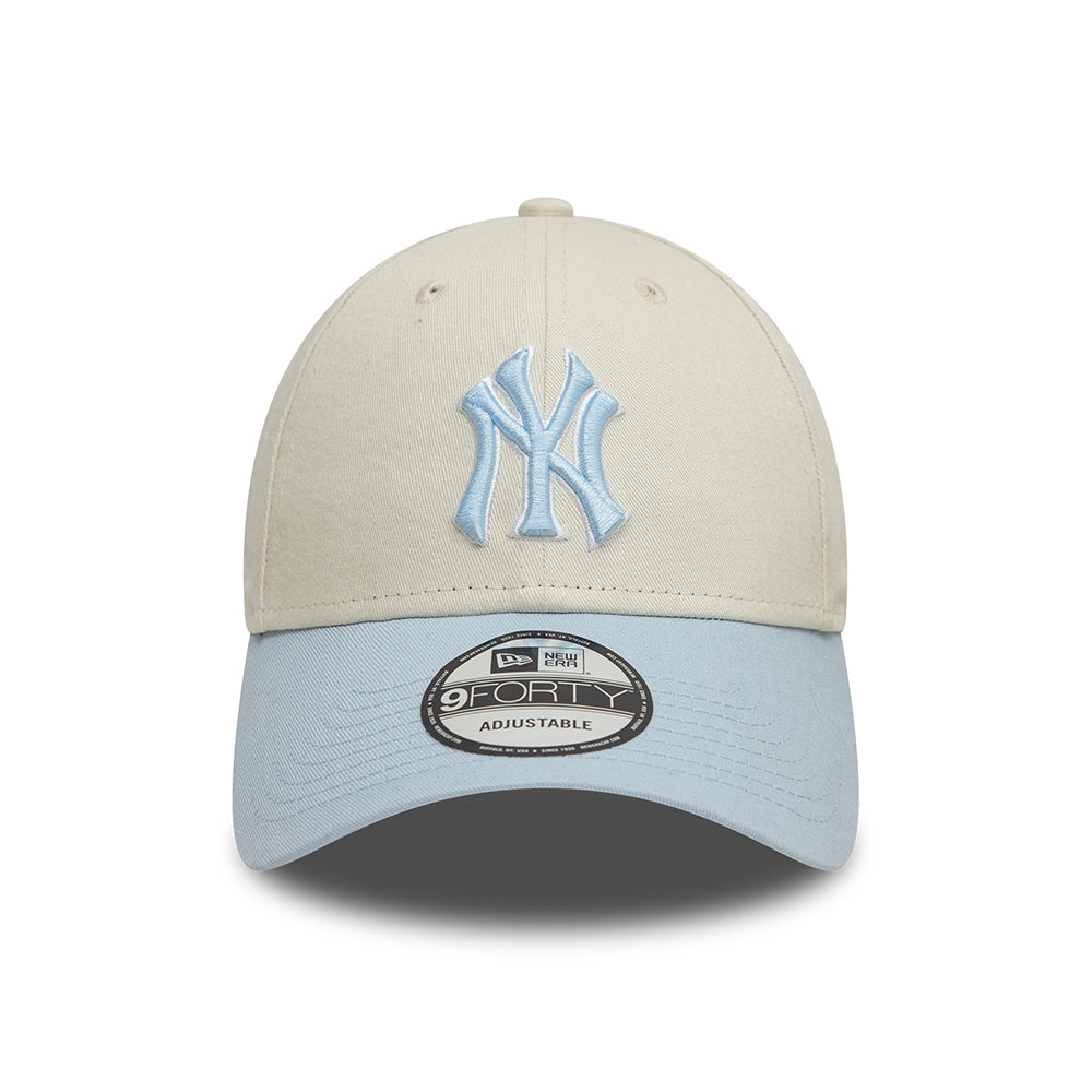 Gorra de béisbol 9FORTY - MLB World Series Patch New York Yankees de New Era - Blanco Marfil-Azul Claro